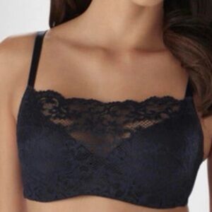Soma Black Lace Wireless Bralette with Sheer overlay